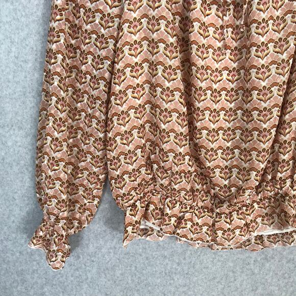 DR2 Anthropologie Blouse Womens Small Pink Ruffle Sheer Career Boho Cottage Twee - Picture 3 of 11